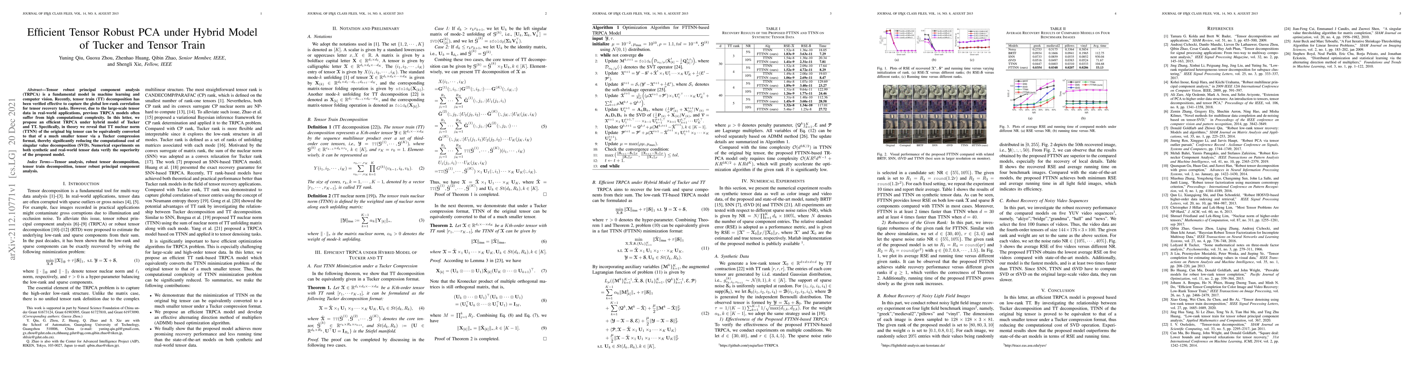 Thumbnail for Efficient Tensor Robust PCA under Hybrid Model of Tucker and Tensor
  Train