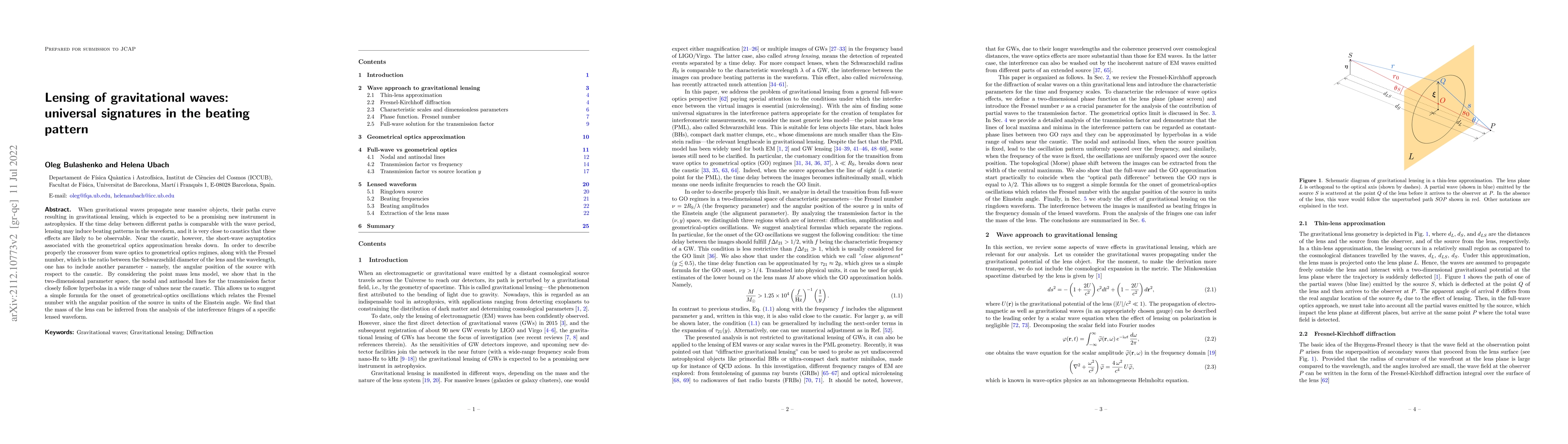 Thumbnail for Lensing of gravitational waves: universal signatures in the beating
  pattern