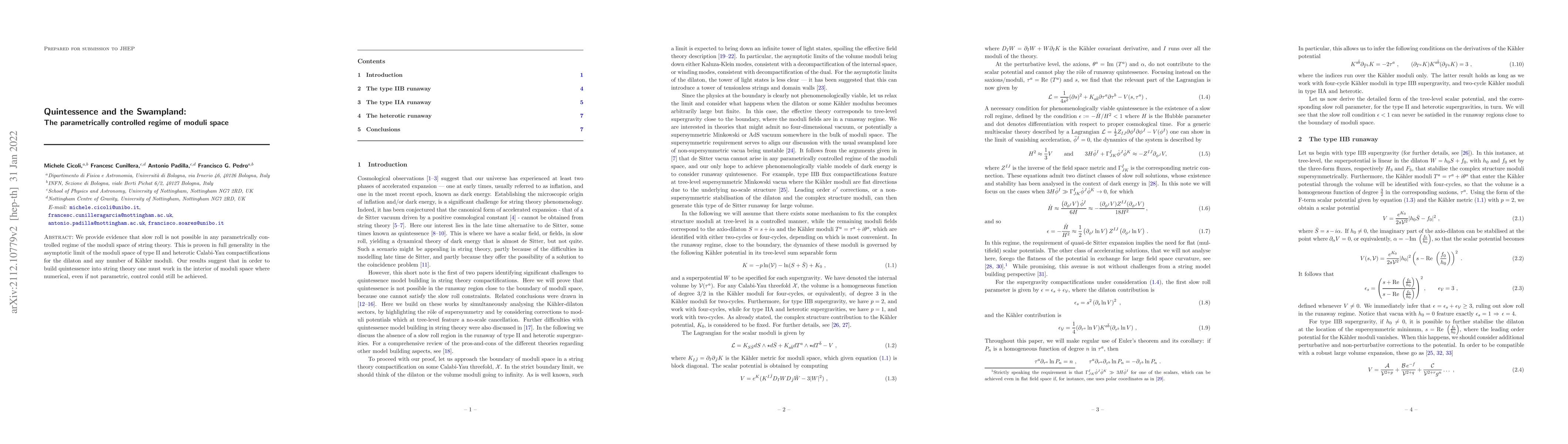 Thumbnail for Quintessence and the Swampland: The parametrically controlled regime of
  moduli space