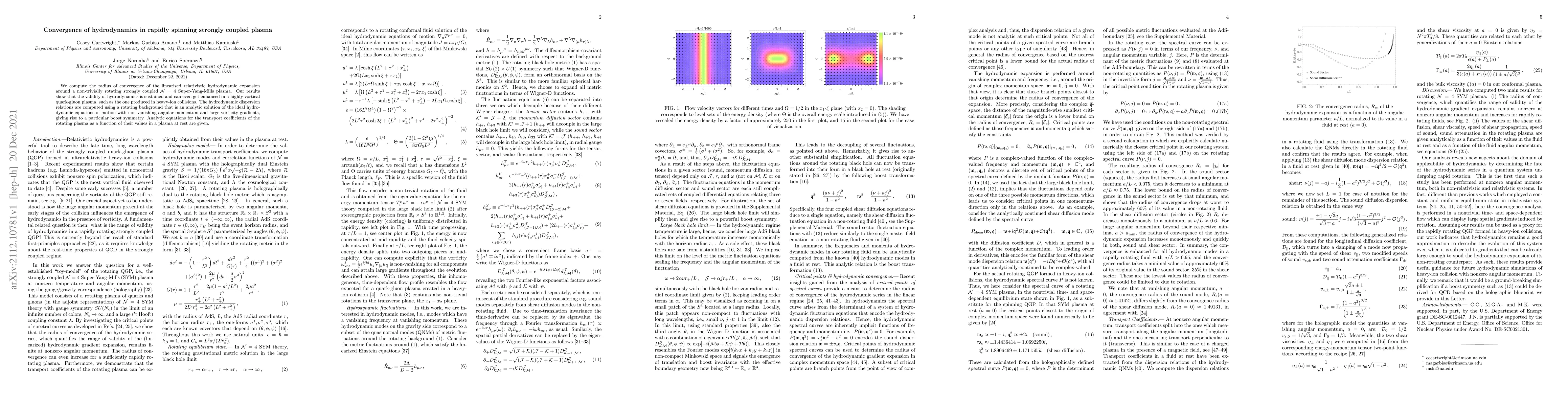 Thumbnail for Convergence of hydrodynamics in rapidly spinning strongly coupled plasma