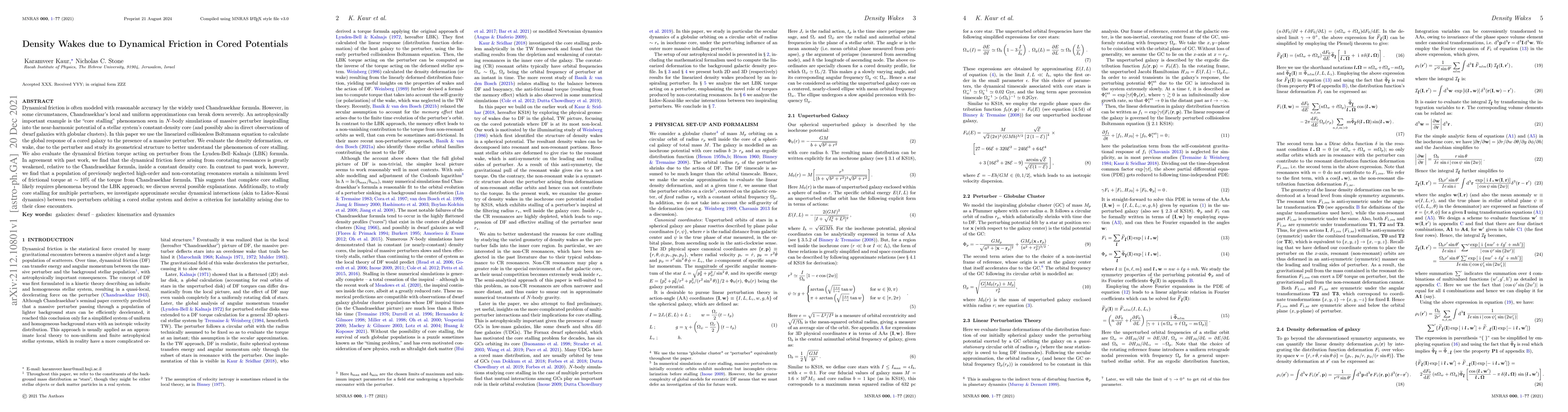 Thumbnail for Density Wakes due to Dynamical Friction in Cored Potentials