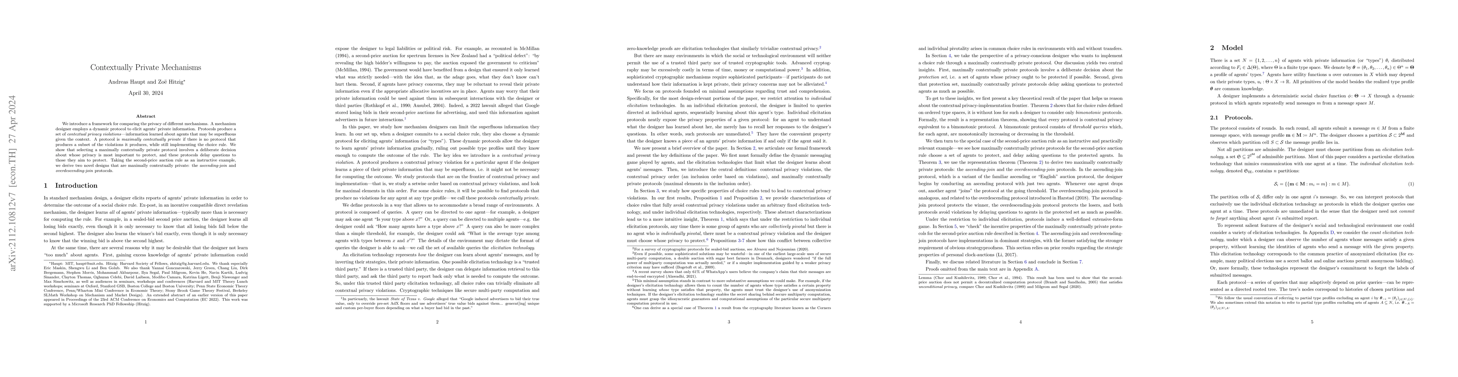 Thumbnail for Contextually Private Mechanisms