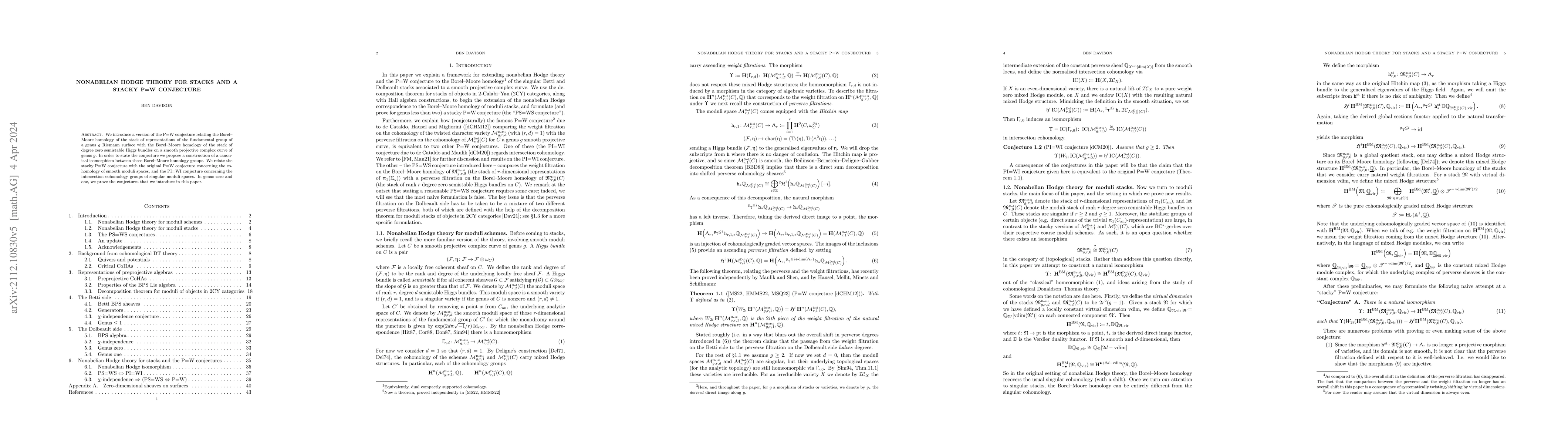 Thumbnail for Nonabelian Hodge theory for stacks and a stacky P=W conjecture