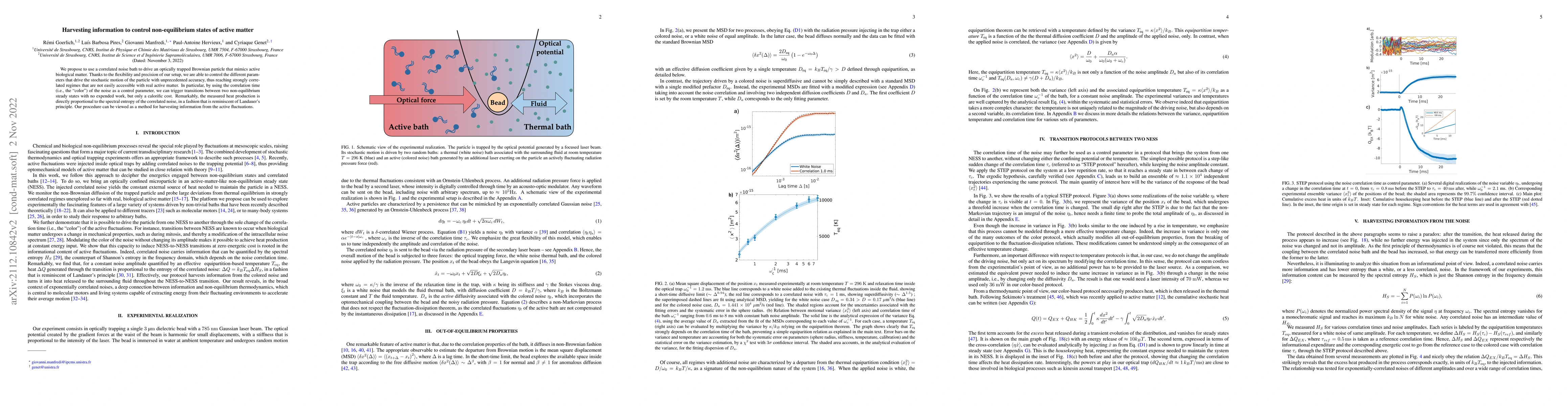 Thumbnail for Harvesting information to control non-equilibrium states of active
  matter