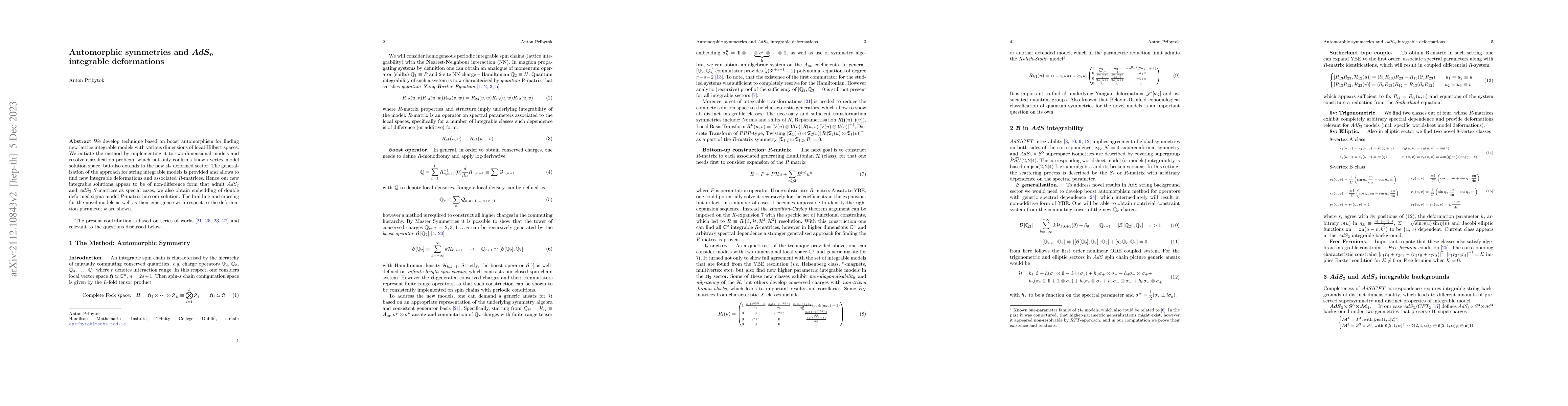 Thumbnail for Automorphic symmetries and $ AdS_n $ integrable deformations