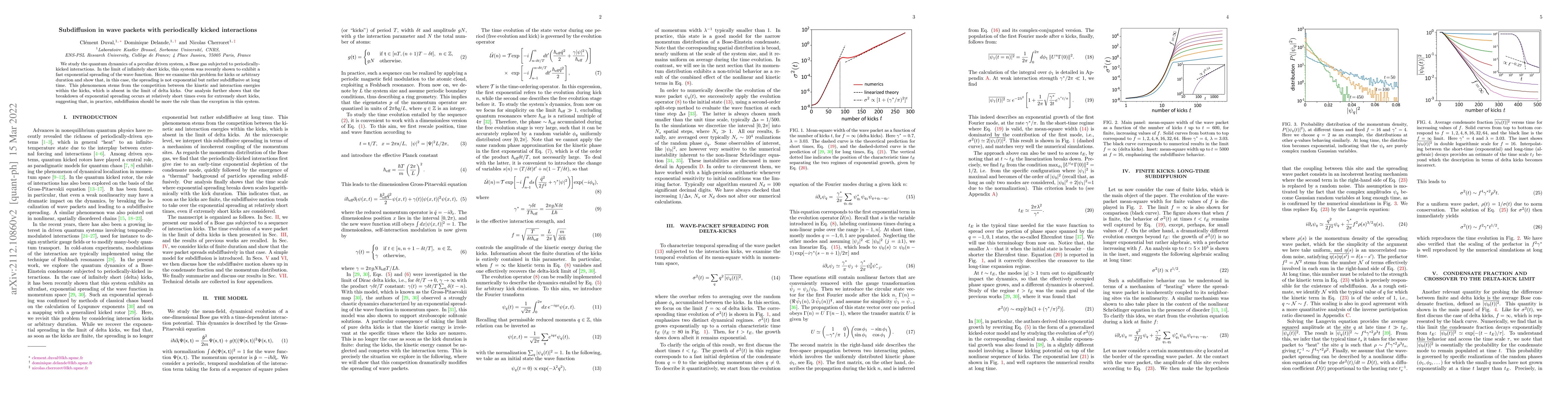Thumbnail for Subdiffusion in wave packets with periodically kicked interactions