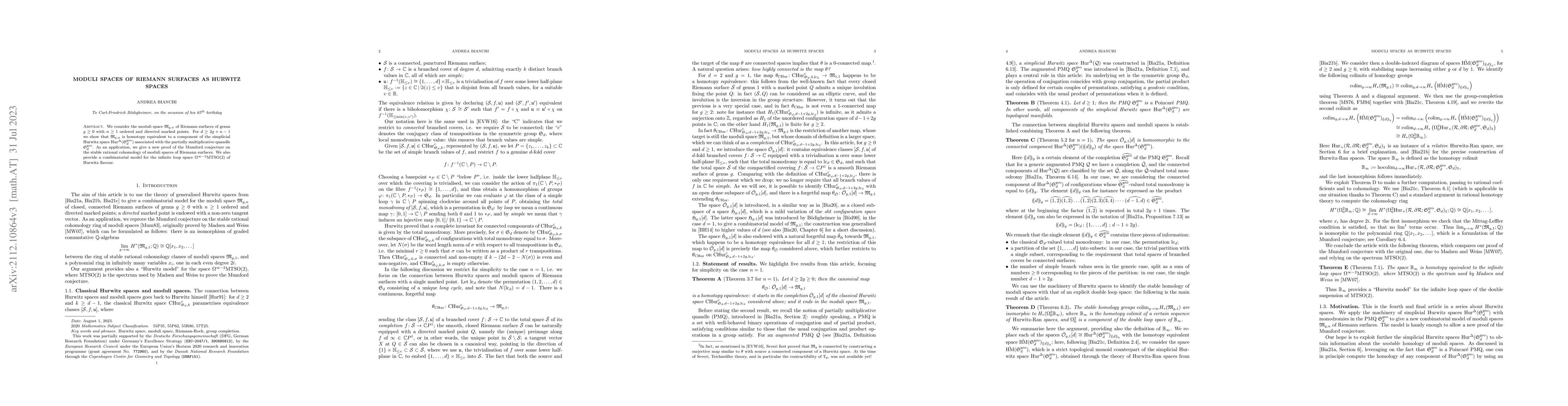 Thumbnail for Moduli spaces of Riemann surfaces as Hurwitz spaces