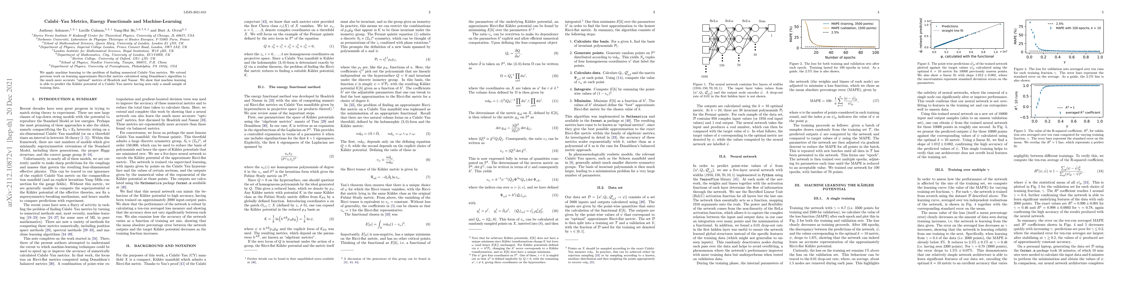 Thumbnail for Calabi-Yau Metrics, Energy Functionals and Machine-Learning