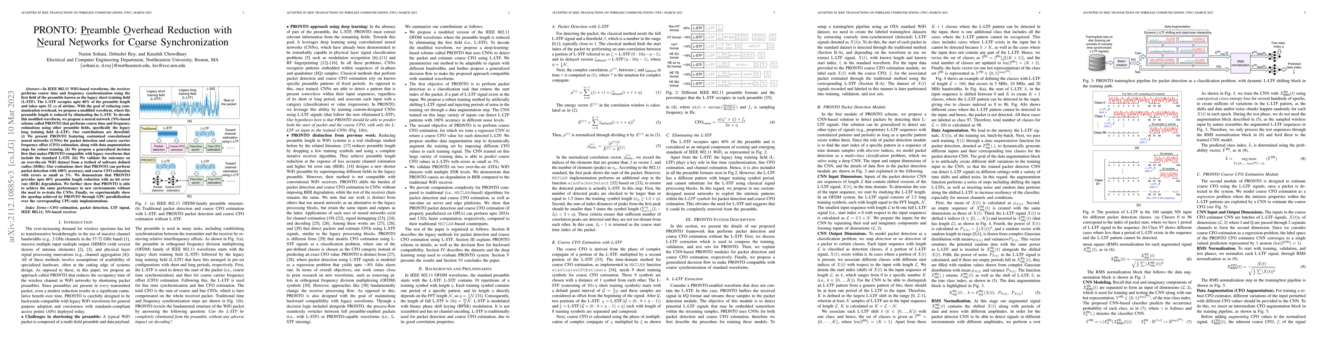Thumbnail for PRONTO: Preamble Overhead Reduction with Neural Networks for Coarse
  Synchronization