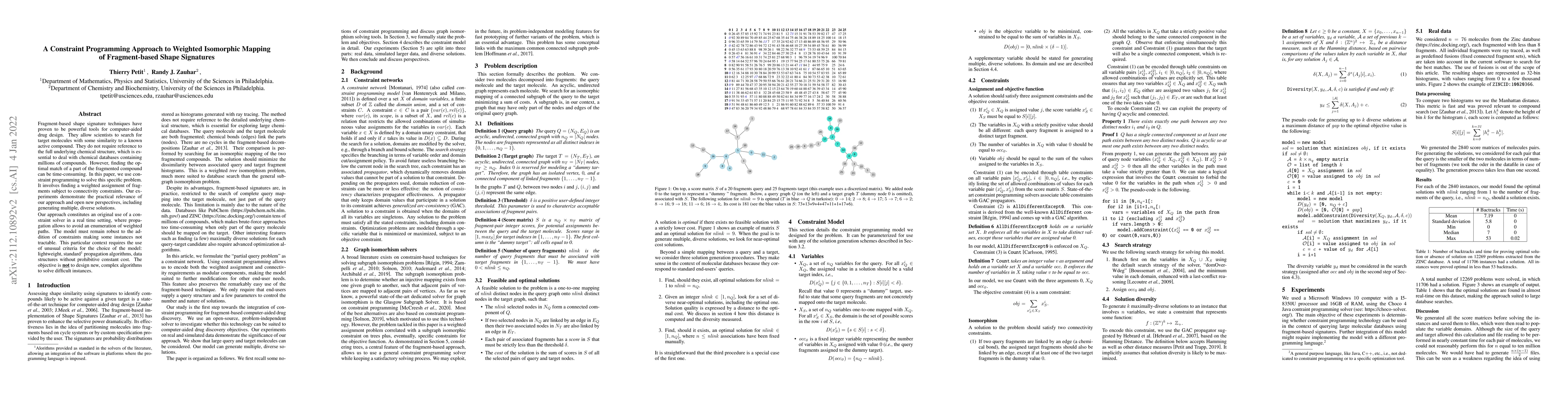 Thumbnail for A Constraint Programming Approach to Weighted Isomorphic Mapping of
  Fragment-based Shape Signatures