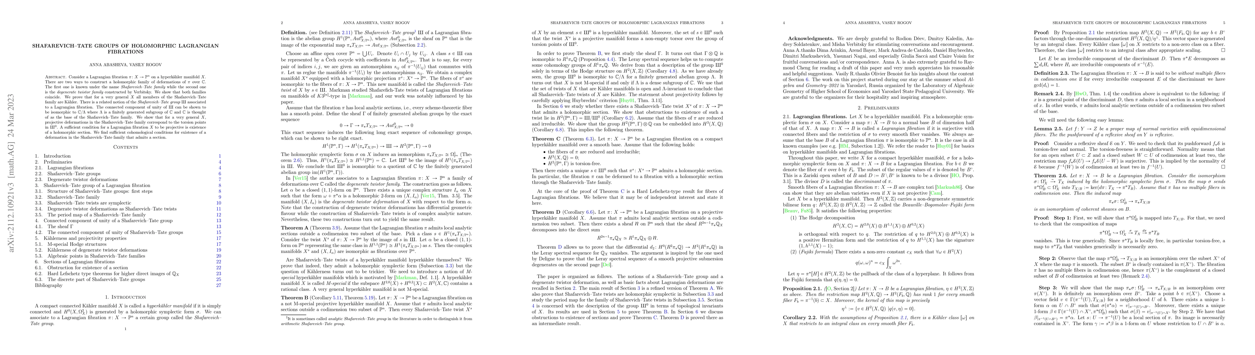 Thumbnail for Shafarevich-Tate groups of holomorphic Lagrangian fibrations