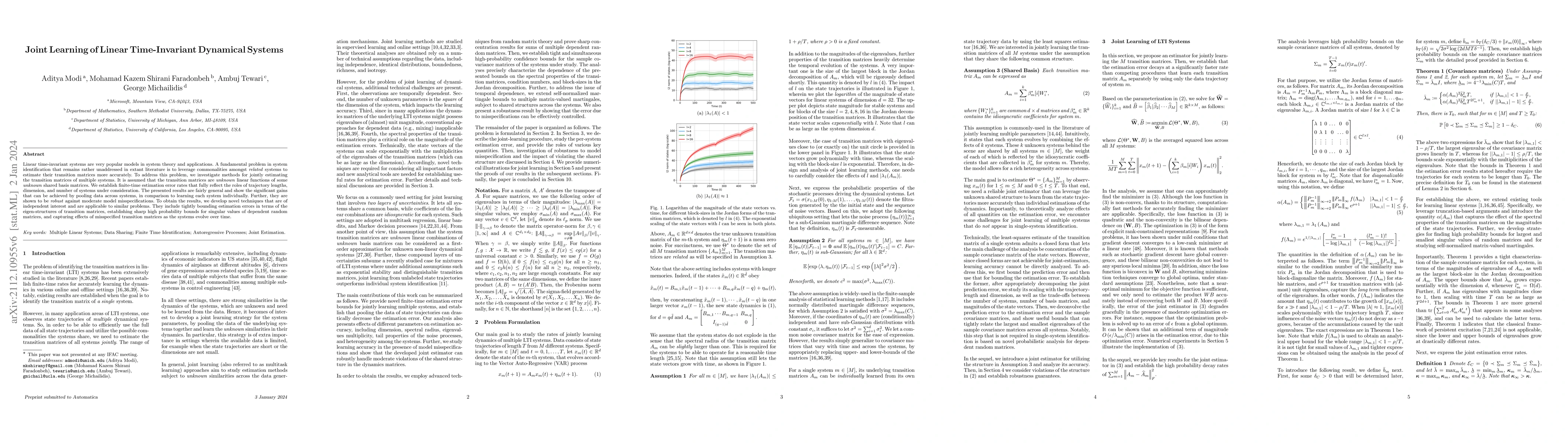 Thumbnail for Joint Learning of Linear Time-Invariant Dynamical Systems