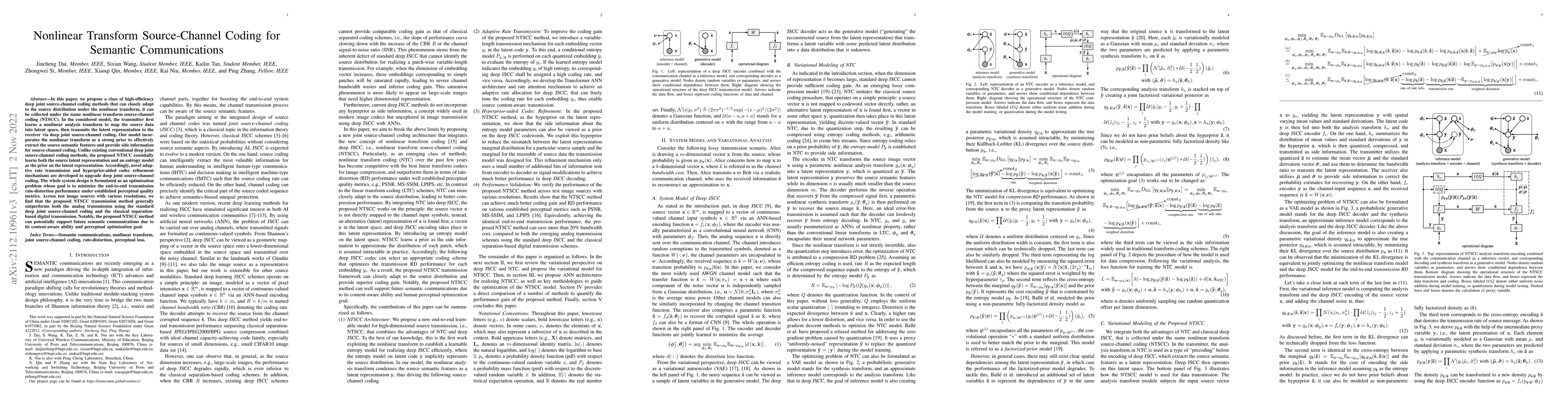 Thumbnail for Nonlinear Transform Source-Channel Coding for Semantic Communications
