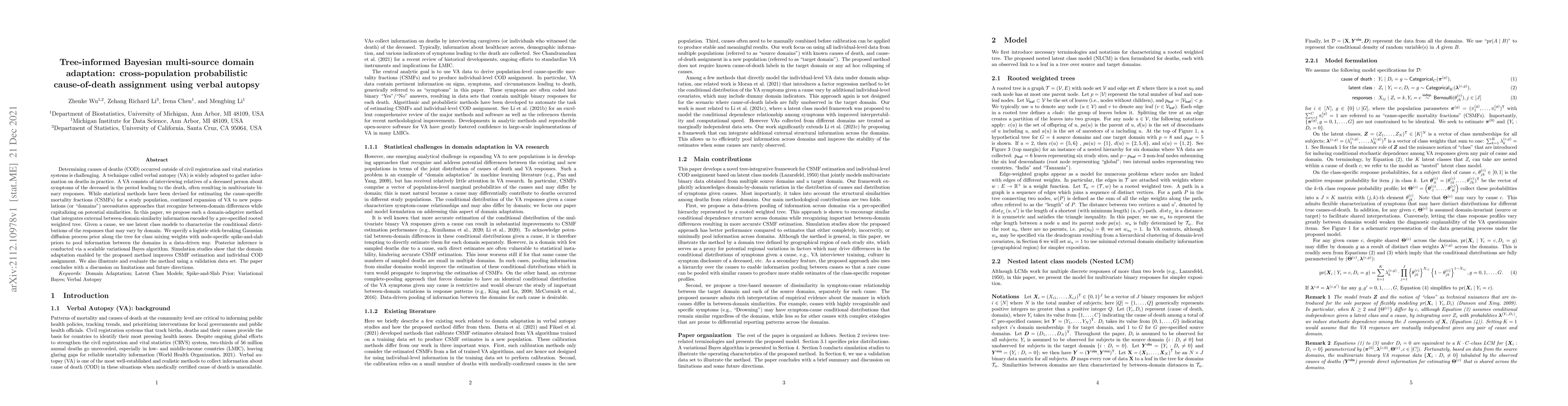 Thumbnail for Tree-informed Bayesian multi-source domain adaptation: cross-population
  probabilistic cause-of-death assignment using verbal autopsy
