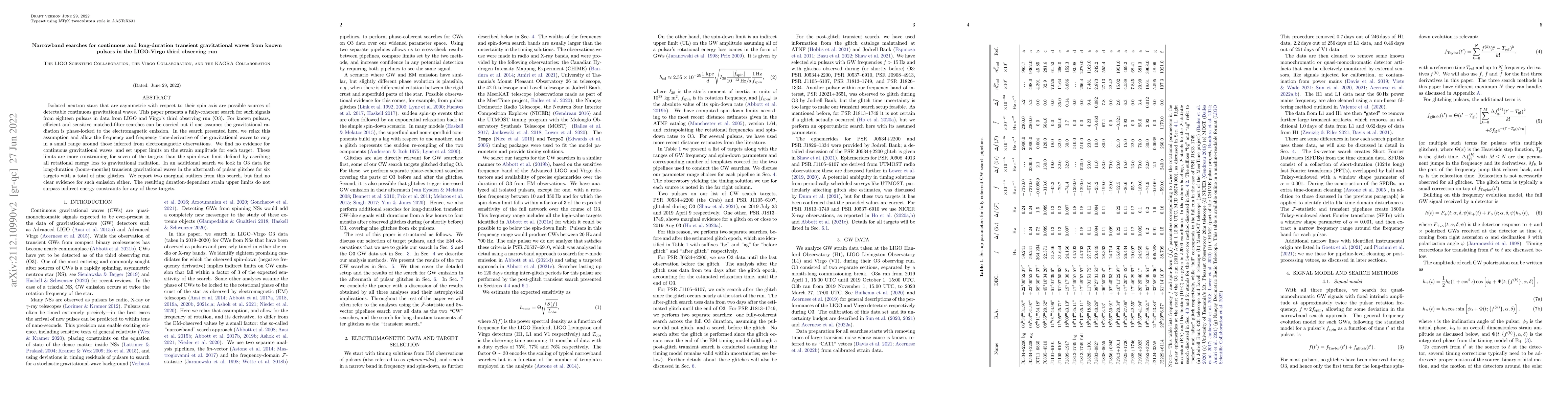 Thumbnail for Narrowband searches for continuous and long-duration transient
  gravitational waves from known pulsars in the LIGO-Virgo third observing run
