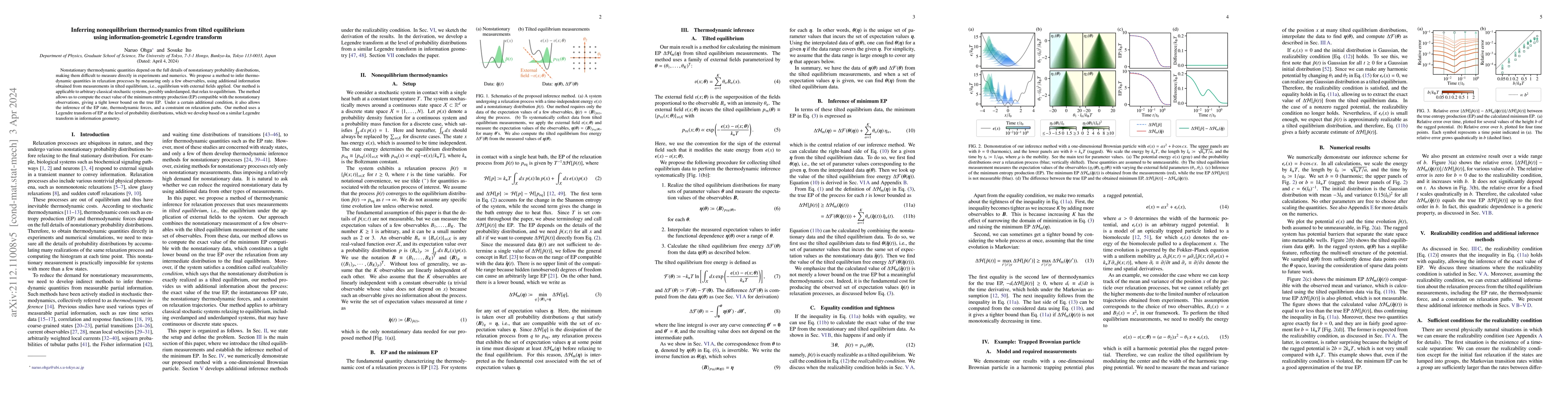 Thumbnail for Inferring nonequilibrium thermodynamics from tilted equilibrium using
  information-geometric Legendre transform