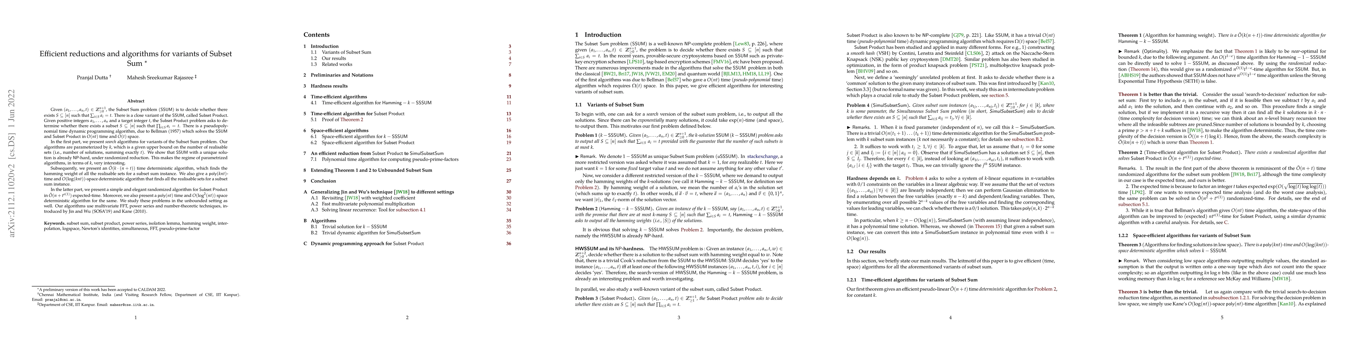 Thumbnail for Efficient reductions and algorithms for variants of Subset Sum