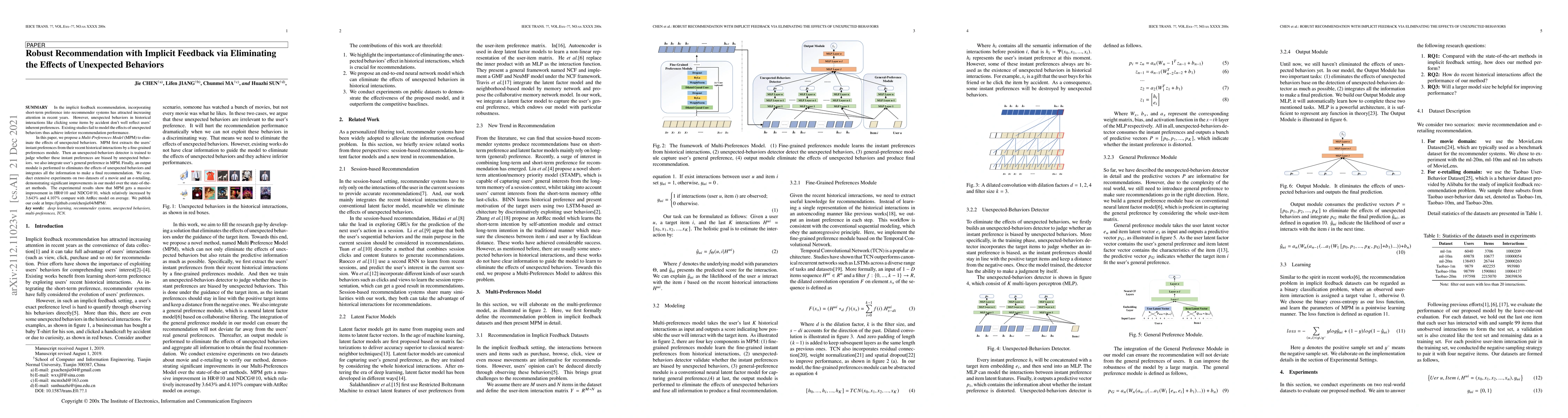 Thumbnail for Robust Recommendation with Implicit Feedback via Eliminating the Effects
  of Unexpected Behaviors