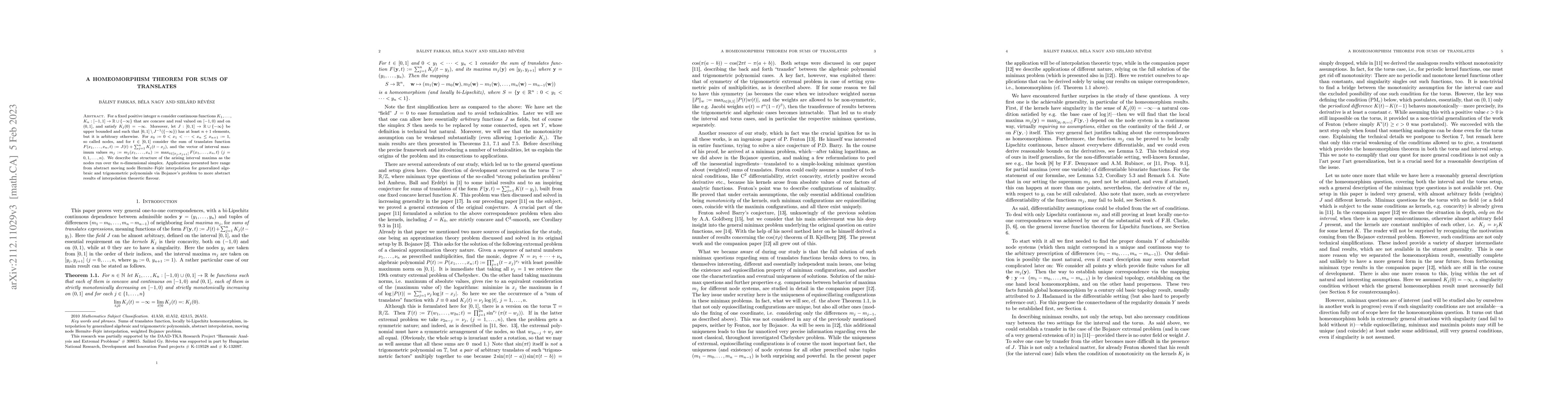 Thumbnail for A homeomorphism theorem for sums of translates
