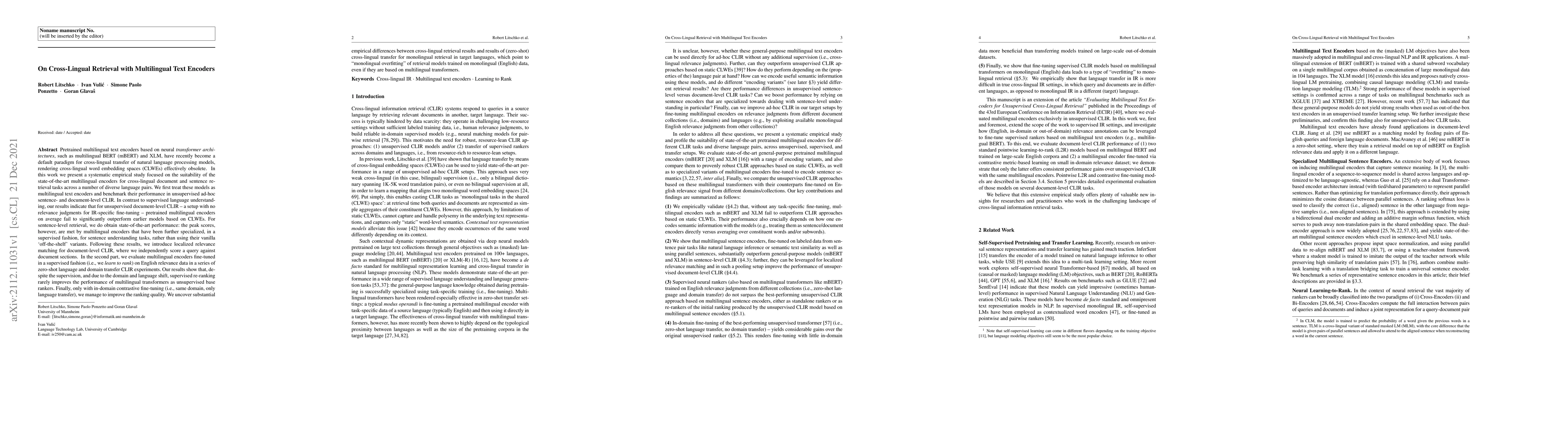 Thumbnail for On Cross-Lingual Retrieval with Multilingual Text Encoders