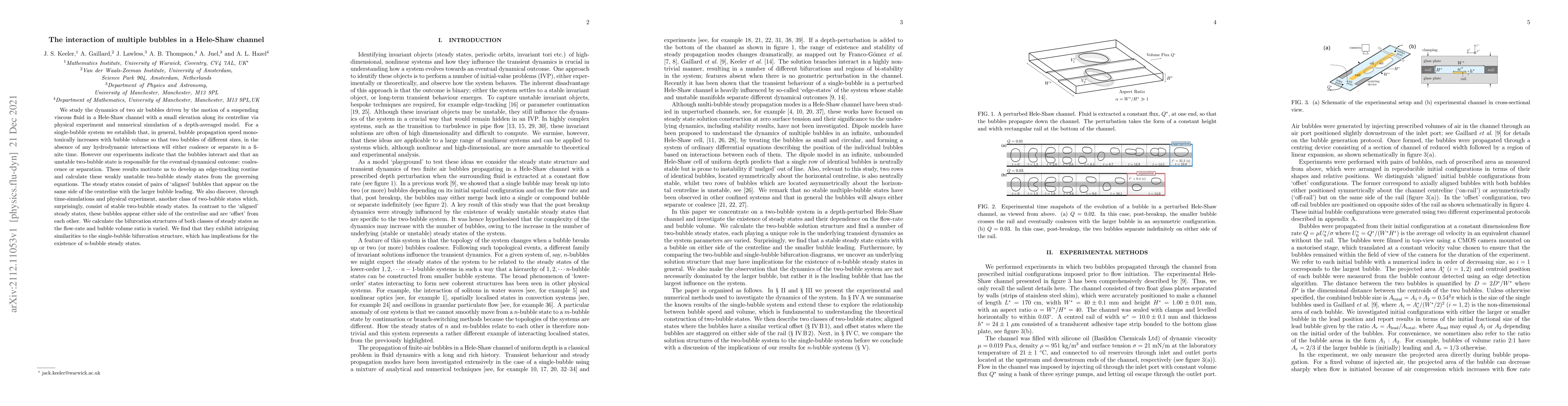 Thumbnail for The interaction of multiple bubbles in a Hele-Shaw channel