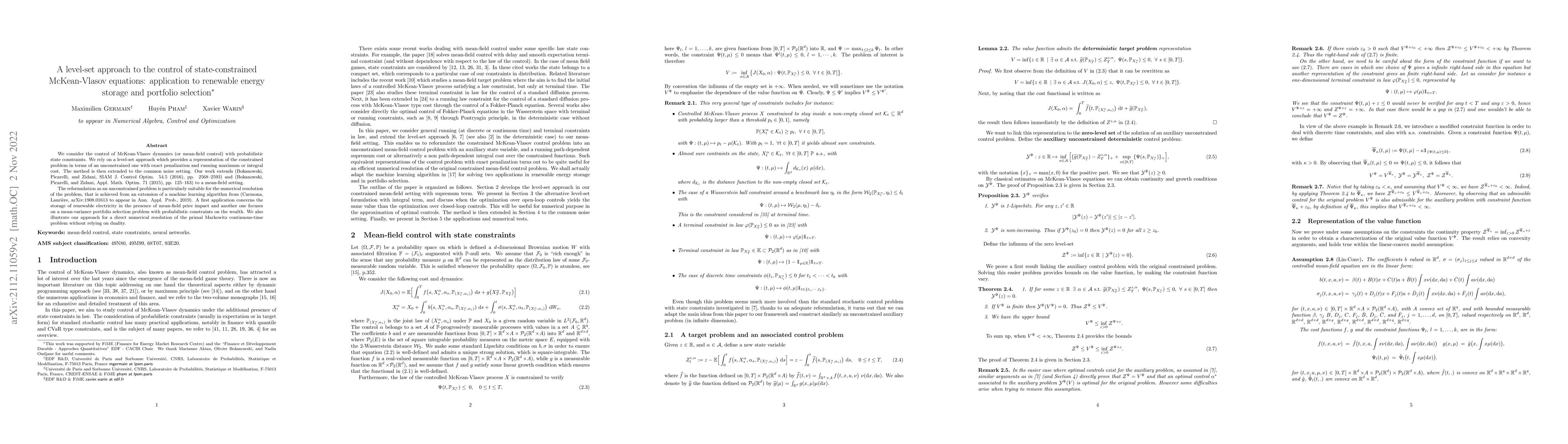 Thumbnail for A level-set approach to the control of state-constrained McKean-Vlasov
  equations: application to renewable energy storage and portfolio selection