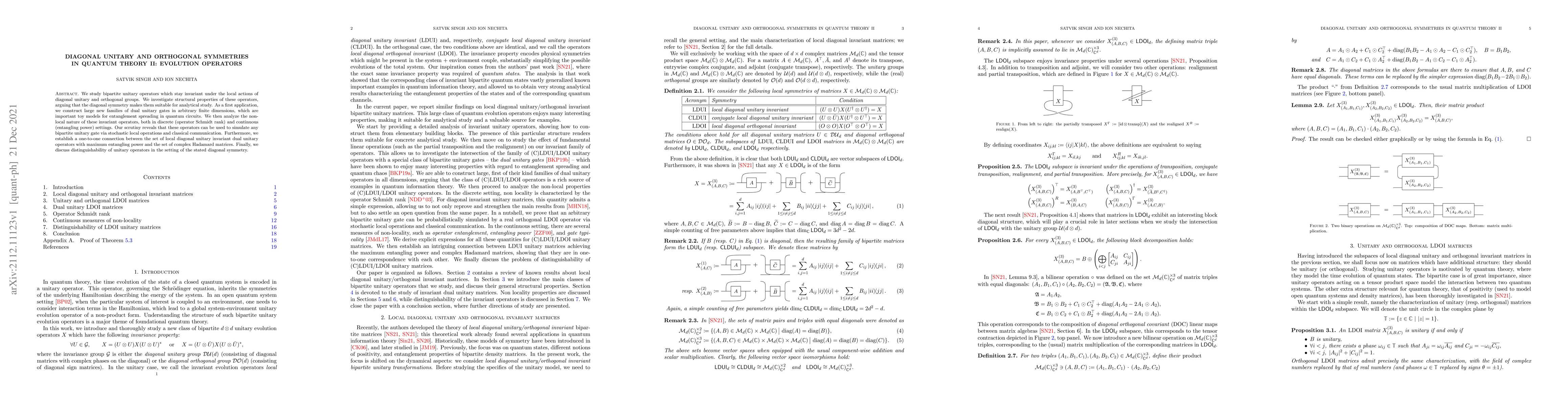 Thumbnail for Diagonal unitary and orthogonal symmetries in quantum theory II:
  Evolution operators