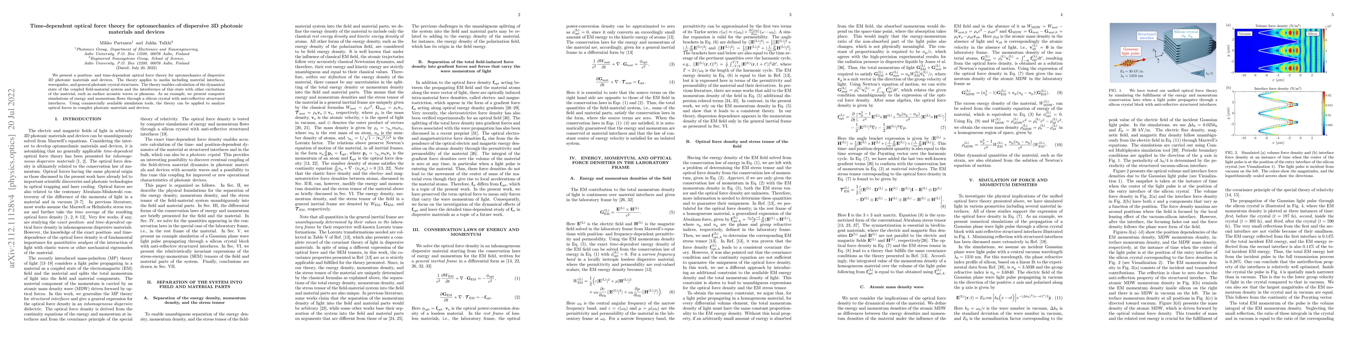 Thumbnail for Time-dependent optical force theory for optomechanics of dispersive 3D
  photonic materials and devices