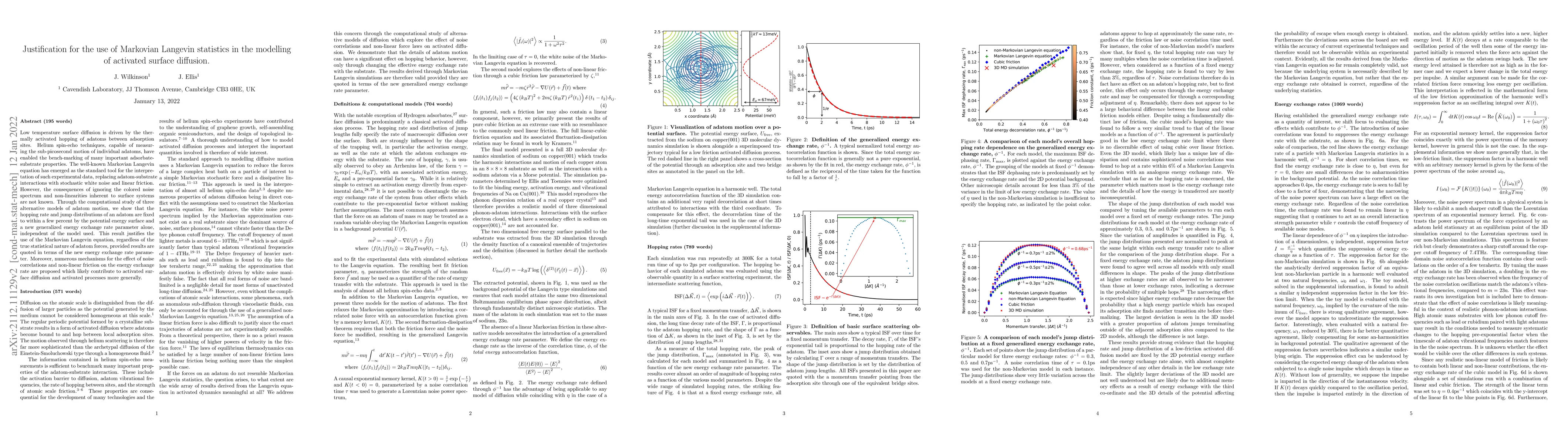 Thumbnail for Justification for the use of Markovian Langevin statistics in the
  modelling of activated surface diffusion