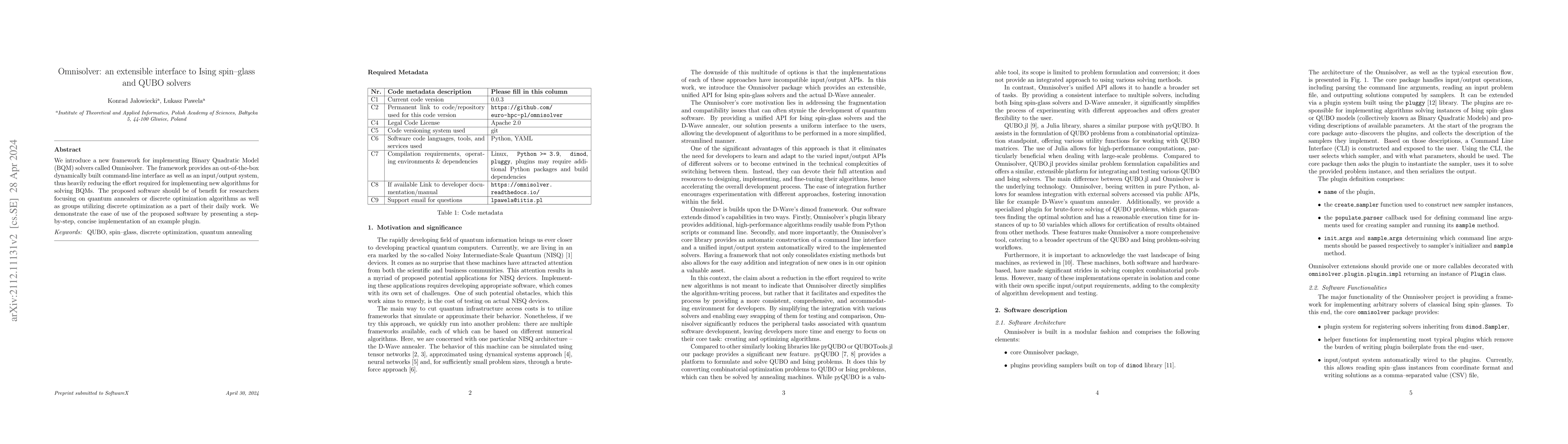 Thumbnail for Omnisolver: an extensible interface to Ising spin glass solvers