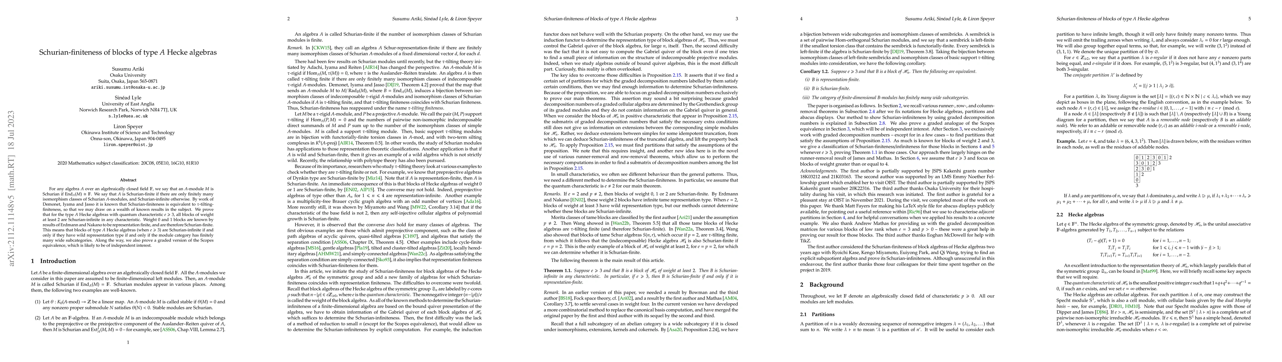 Thumbnail for Schurian-finiteness of blocks of type $A$ Hecke algebras