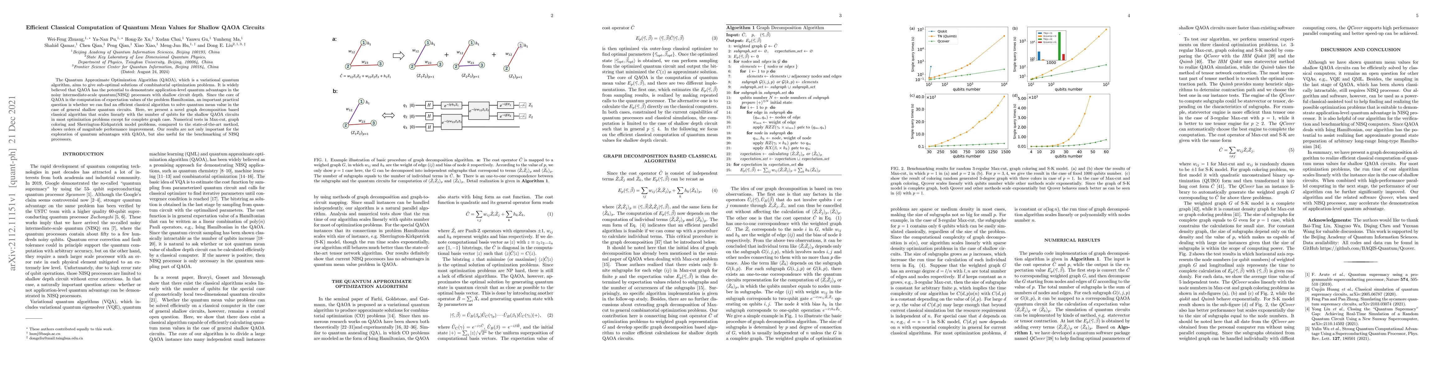 Thumbnail for Efficient Classical Computation of Quantum Mean Values for Shallow QAOA
  Circuits