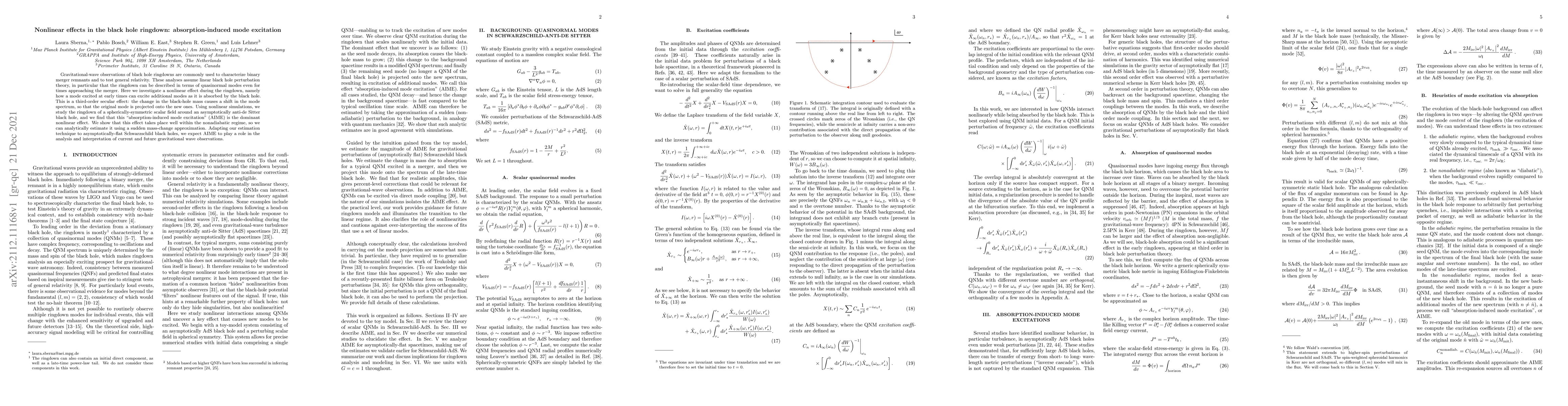 Thumbnail for Nonlinear effects in the black hole ringdown: absorption-induced mode
  excitation