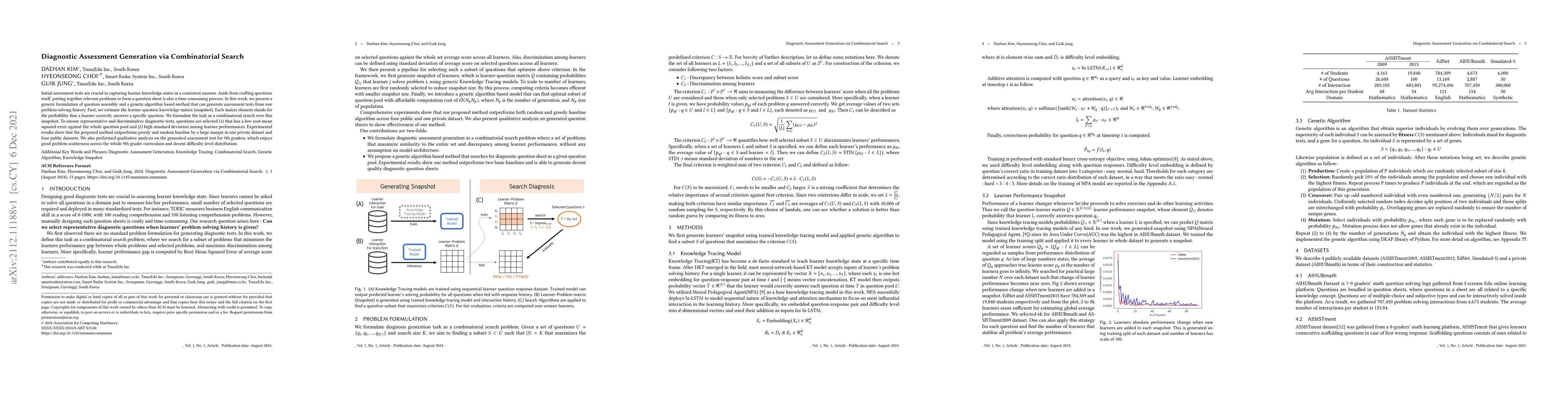 Thumbnail for Diagnostic Assessment Generation via Combinatorial Search