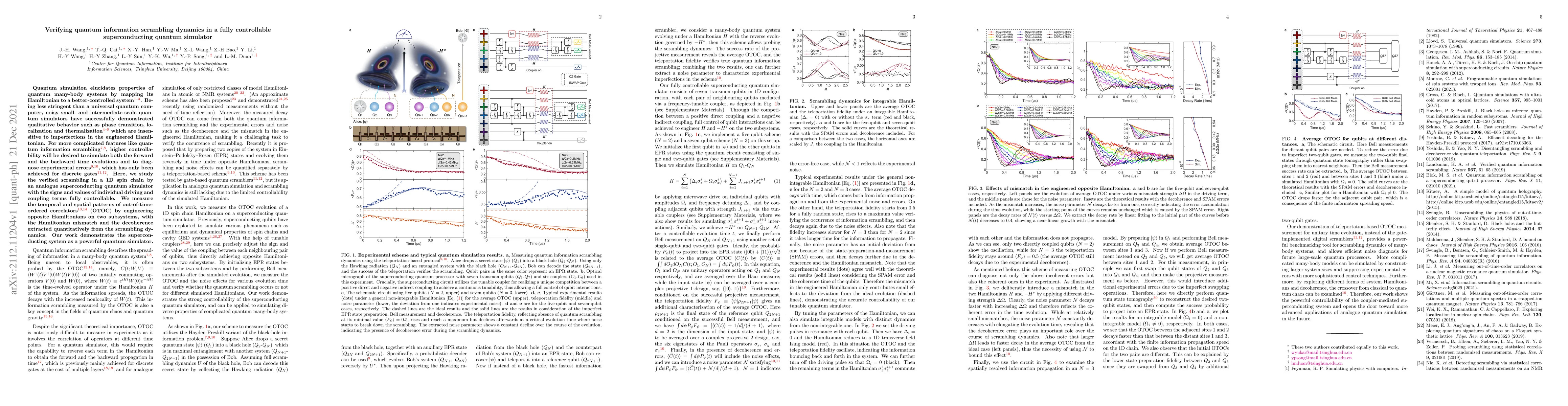 Thumbnail for Verifying quantum information scrambling dynamics in a fully
  controllable superconducting quantum simulator