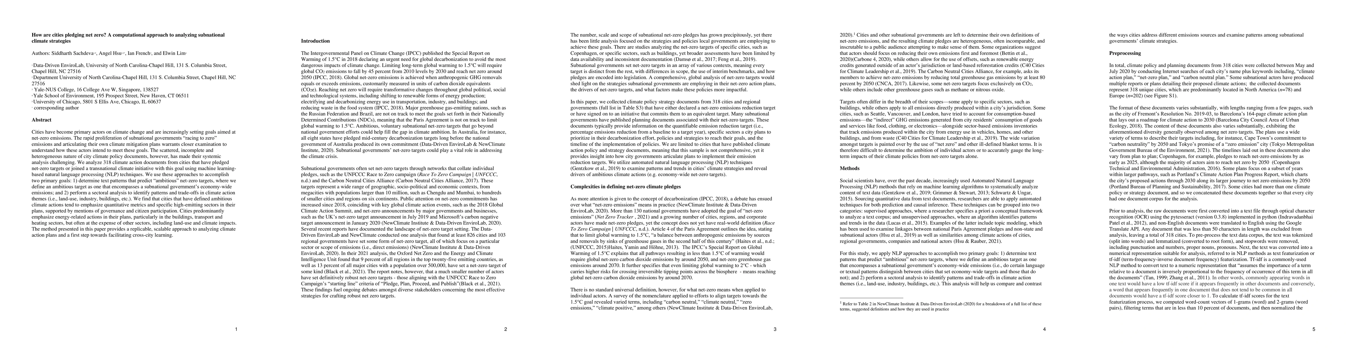 Thumbnail for How are cities pledging net zero? A computational approach to analyzing
  subnational climate strategies