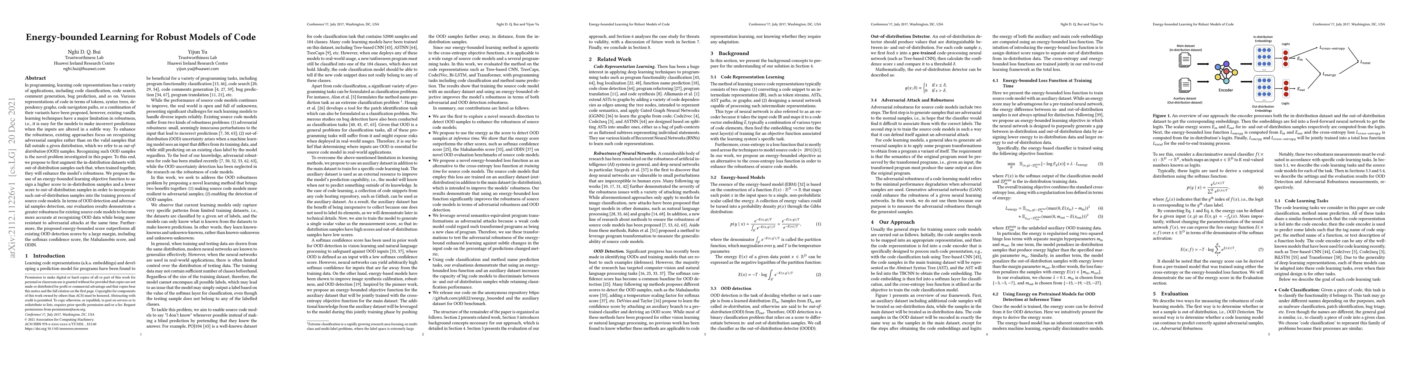 Thumbnail for Energy-bounded Learning for Robust Models of Code