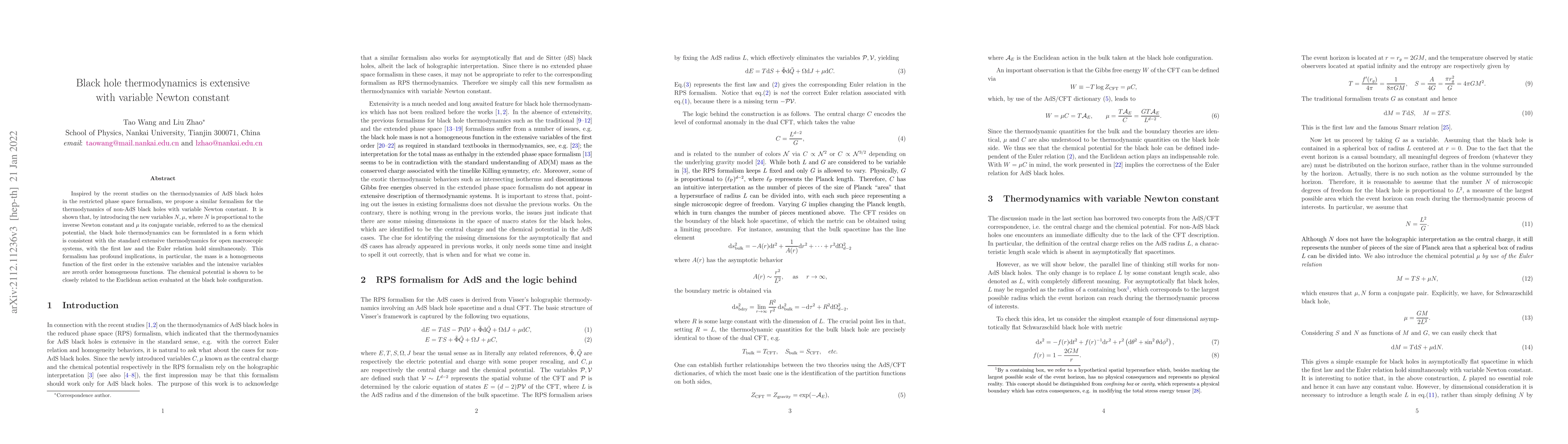 Thumbnail for Black hole thermodynamics is extensive with variable Newton constant