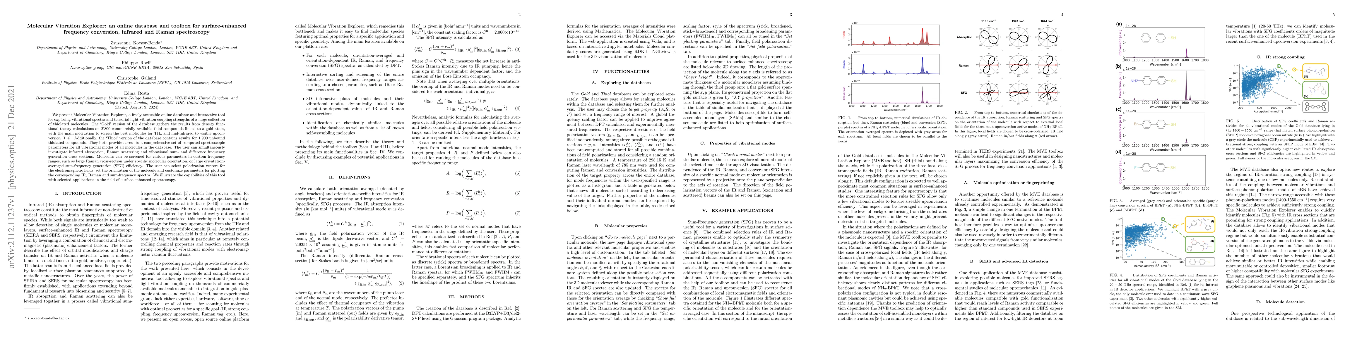 Thumbnail for Molecular Vibration Explorer: an online database and toolbox for
  surface-enhanced frequency conversion, infrared and Raman spectroscopy