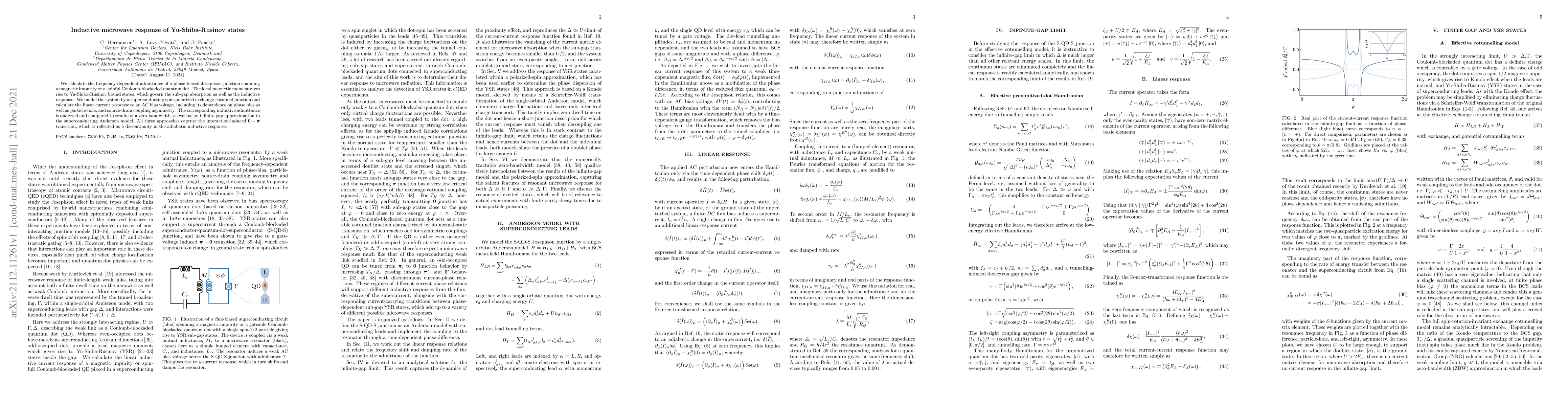 Thumbnail for Inductive microwave response of Yu-Shiba-Rusinov states