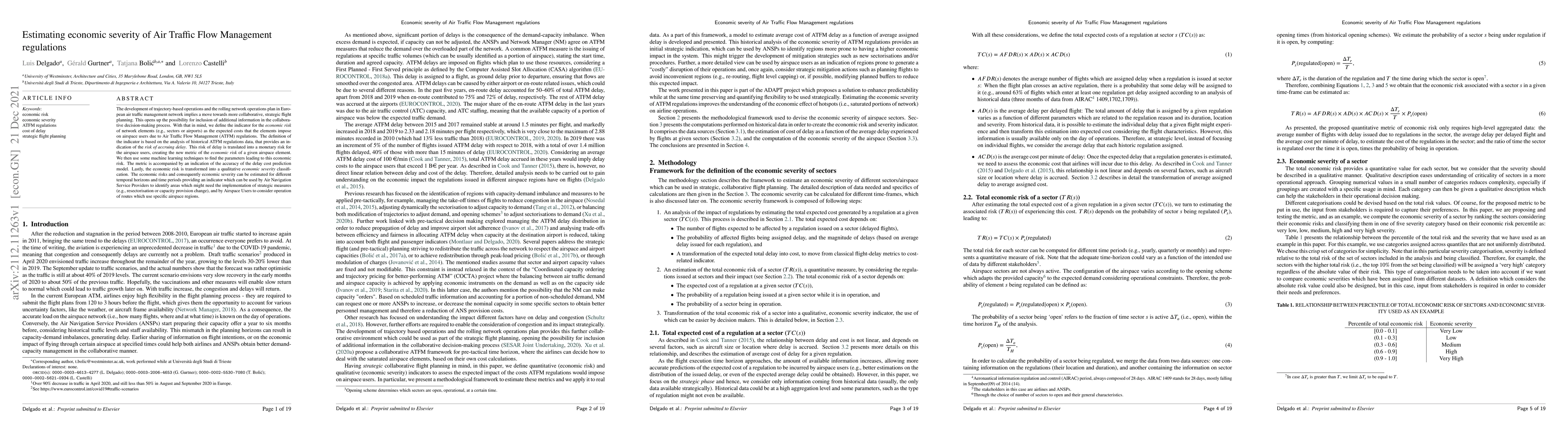 Thumbnail for Estimating economic severity of Air Traffic Flow Management regulations