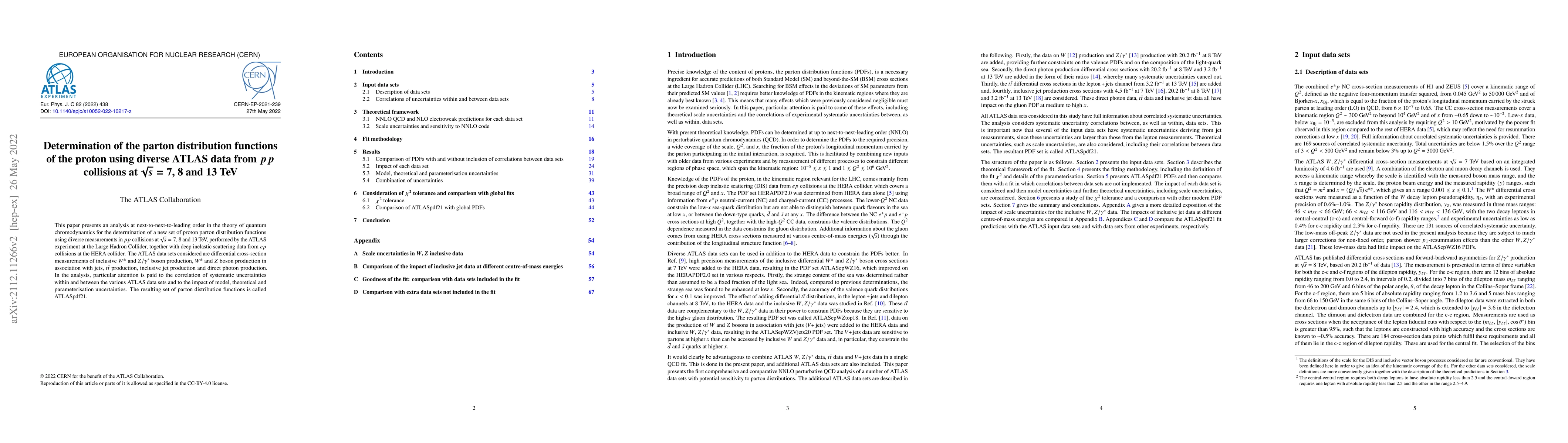 Thumbnail for Determination of the parton distribution functions of the proton using
  diverse ATLAS data from $pp$ collisions at $\sqrt{s} = 7$, 8 and 13 TeV