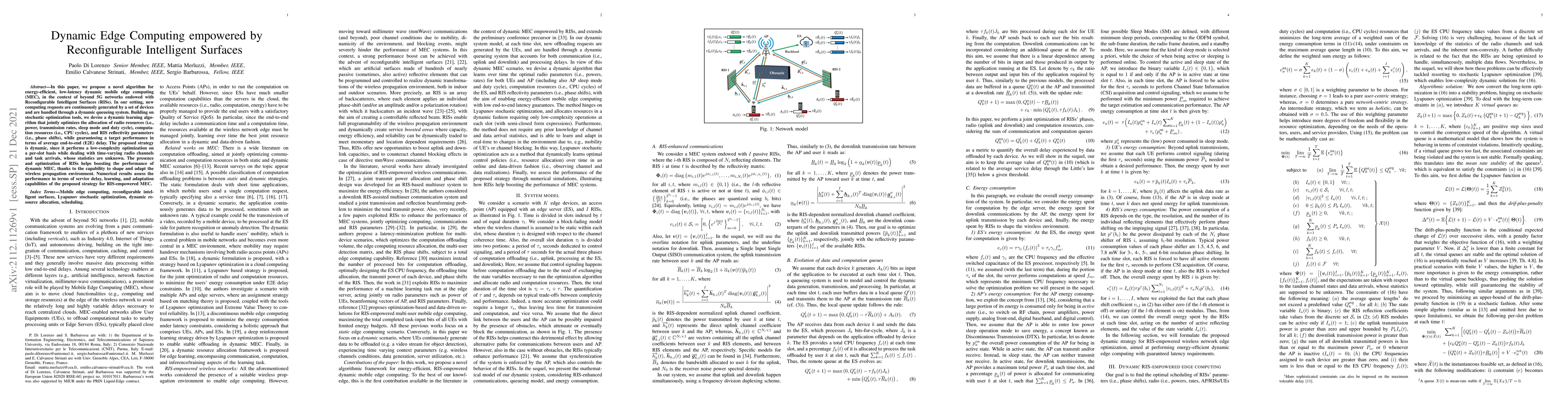 Thumbnail for Dynamic Edge Computing empowered by Reconfigurable Intelligent Surfaces