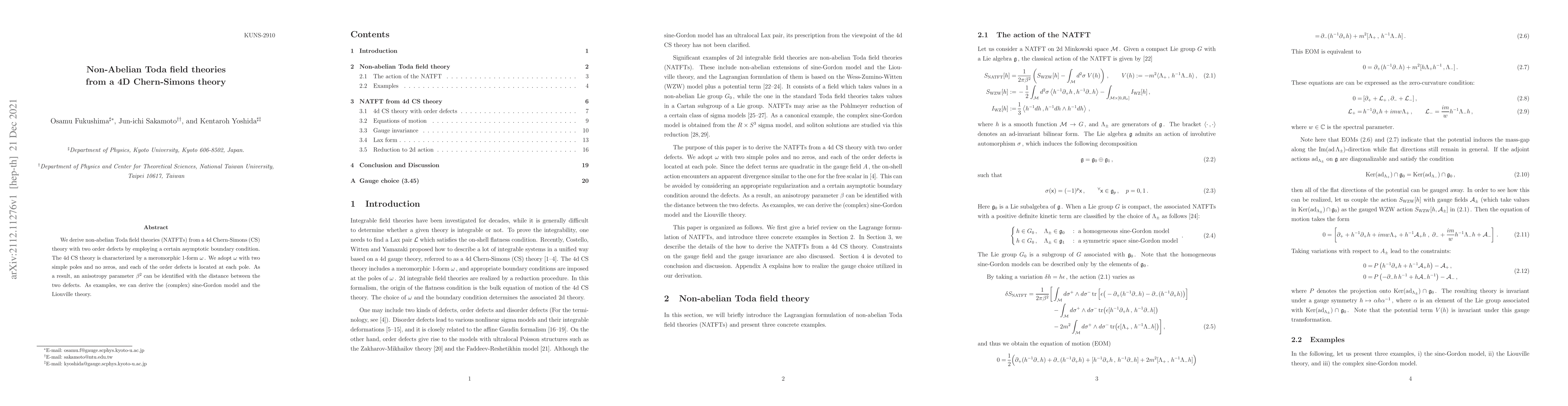 Thumbnail for Non-Abelian Toda field theories from a 4D Chern-Simons theory