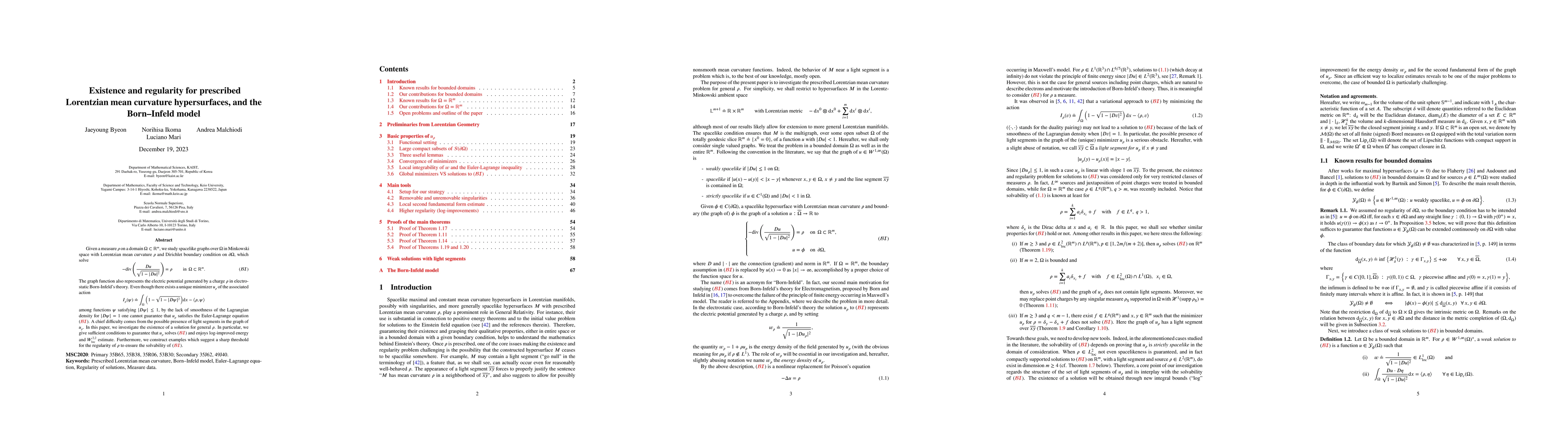 Thumbnail for Existence and regularity for prescribed Lorentzian mean curvature
  hypersurfaces, and the Born-Infeld model