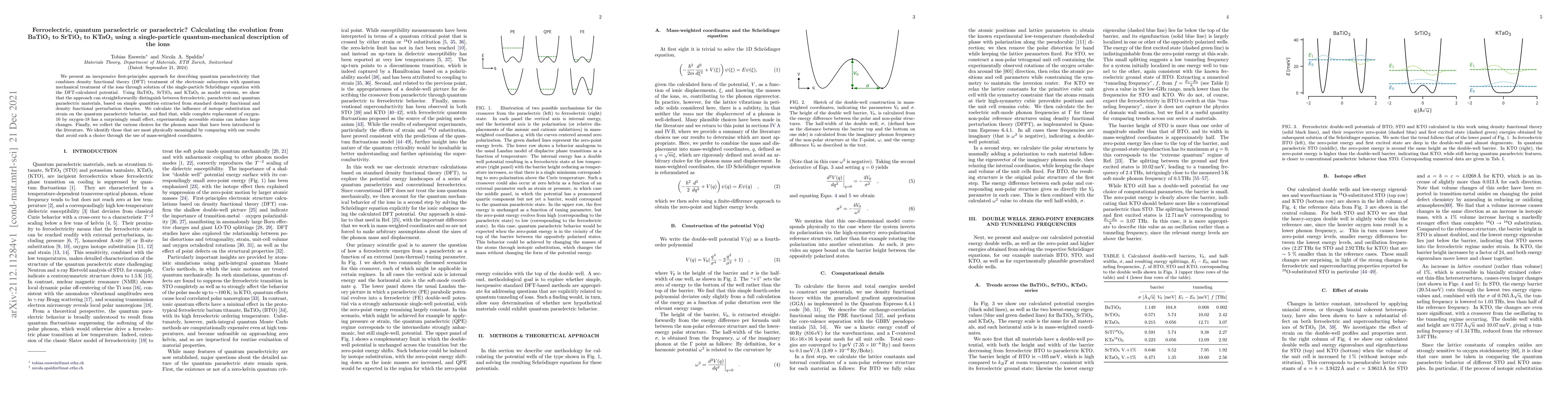 Thumbnail for Ferroelectric, quantum paraelectric or paraelectric? Calculating the
  evolution from BaTiO$_3$ to SrTiO$_3$ to KTaO$_3$ using a single-particle
  quantum-mechanical description of the ions