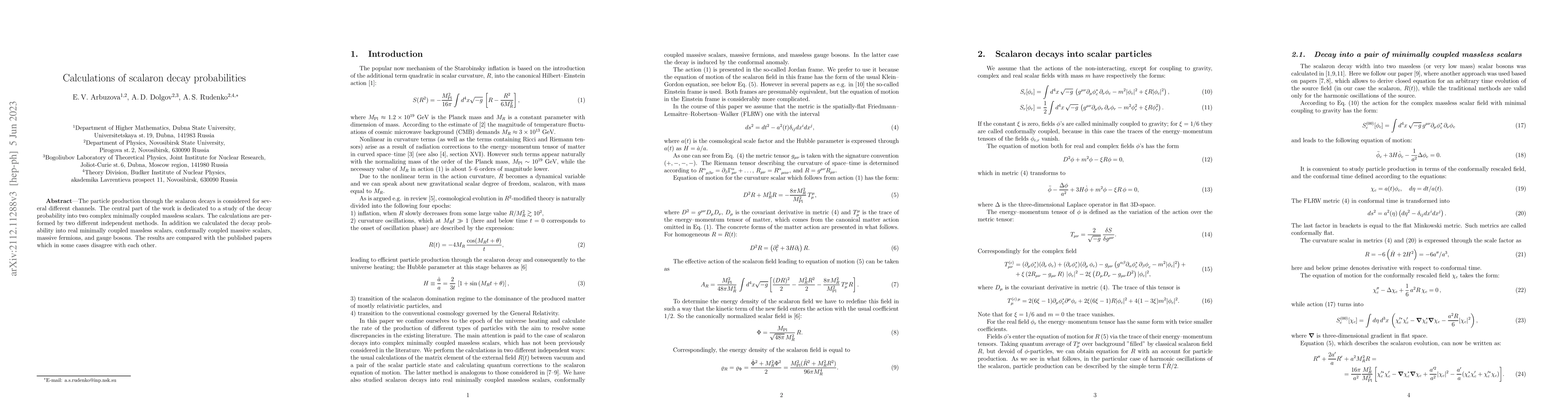 Thumbnail for Calculations of scalaron decay probabilities