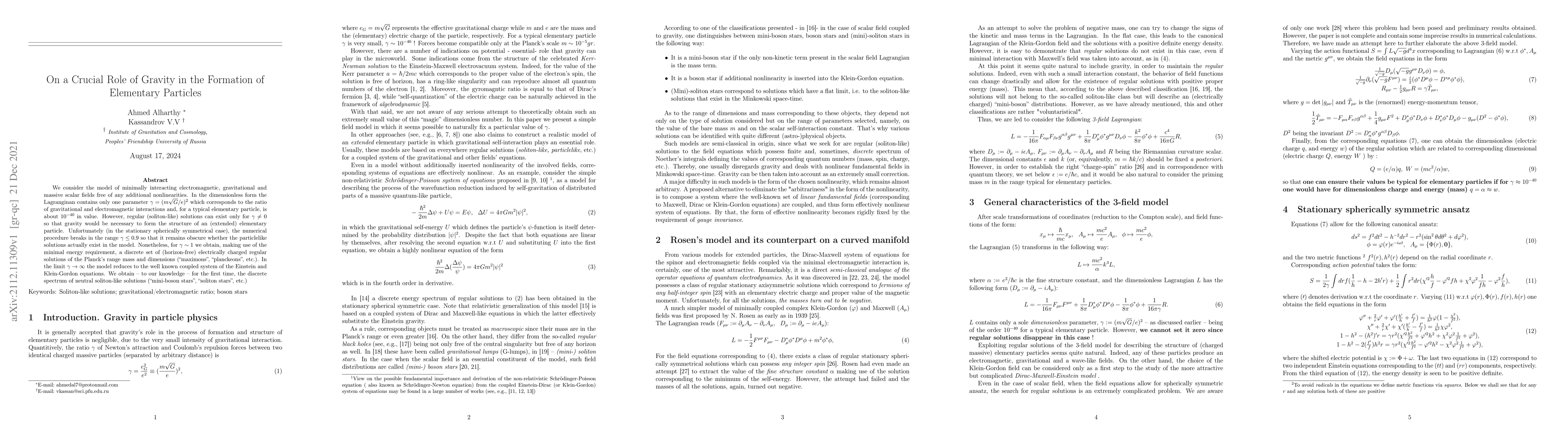 Thumbnail for On a Crucial Role of Gravity in the Formation of Elementary Particles