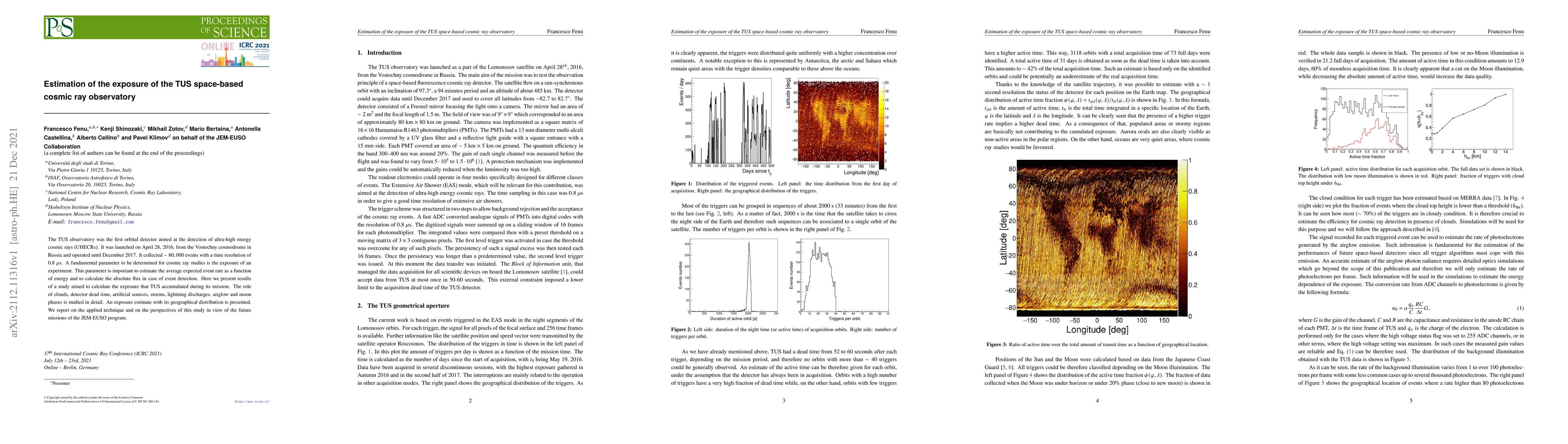 Thumbnail for Estimation of the exposure of the TUS space-based cosmic ray observatory