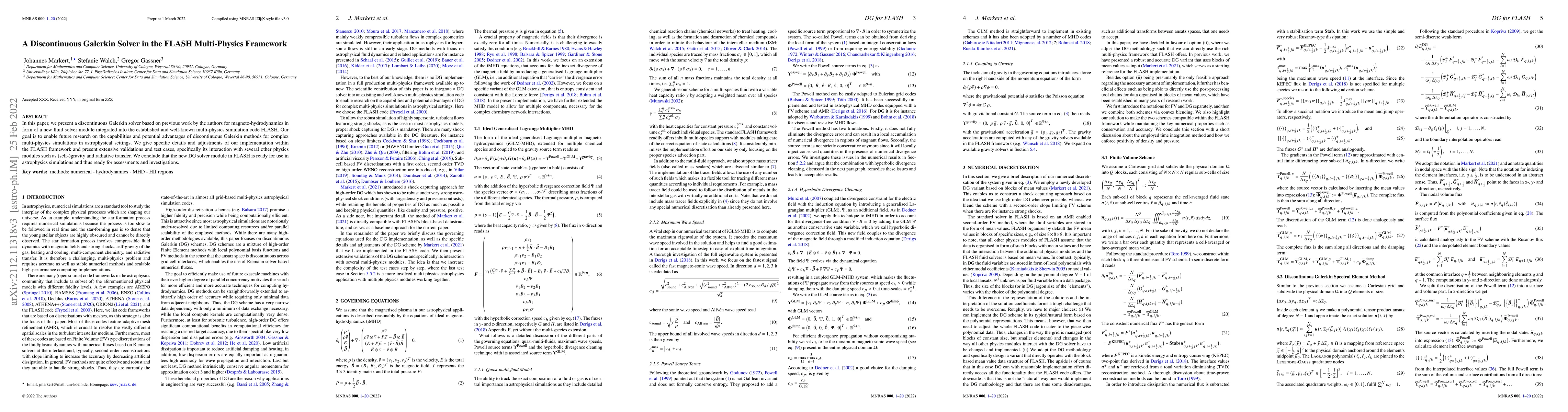 Thumbnail for A Discontinuous Galerkin Solver in the FLASH Multi-Physics Framework